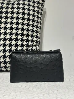 Ostrich Leather Black 19cm Silver Hardware Top Handle Bag WOB099 image 3