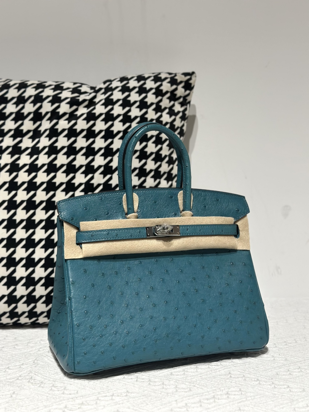 Ostrich Leather 25cm Top Handle Tote Bag Collection WOB101 image 5