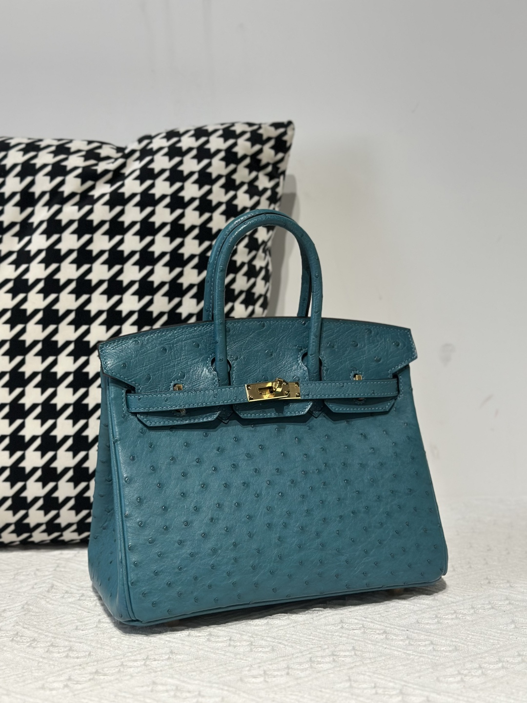 Ostrich Leather 25cm Top Handle Tote Bag Collection WOB101 image 6