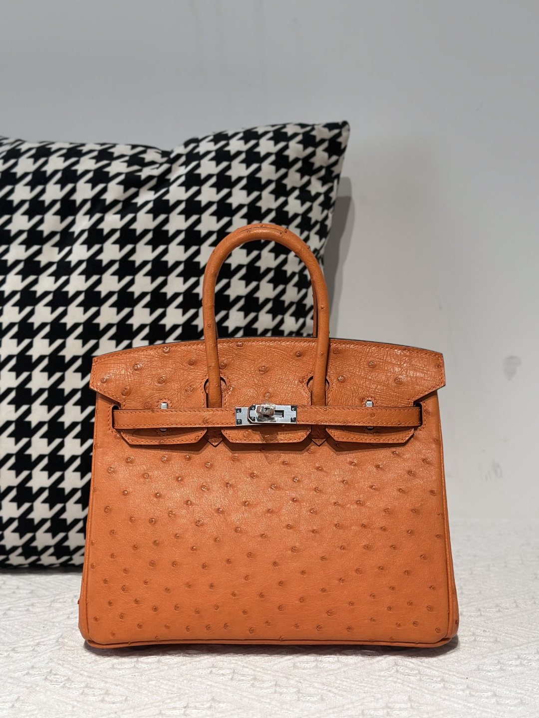 Ostrich Leather 25cm Top Handle Tote Bag Collection WOB101 image 7