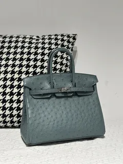 Ostrich Leather 25cm Top Handle Tote Bag Collection WOB101 image 8