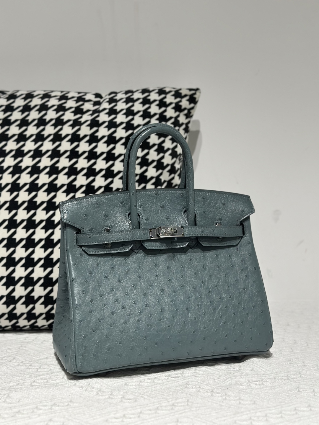 Ostrich Leather 25cm Top Handle Tote Bag Collection WOB101 image 8