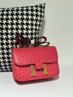 Ostrich Leather 23cm Flap Shoulder Bag Collection WOB119 image 1