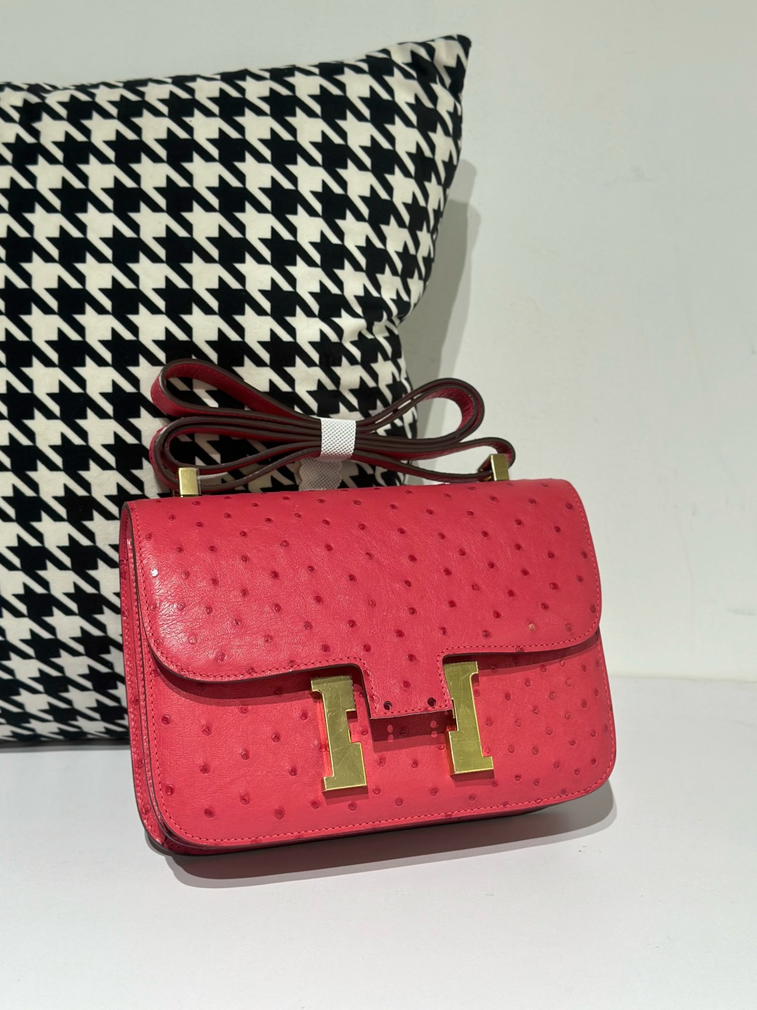 Ostrich Leather 23cm Flap Shoulder Bag Collection WOB119