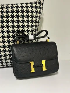 Ostrich Leather 23cm Flap Shoulder Bag Collection WOB119 image 2