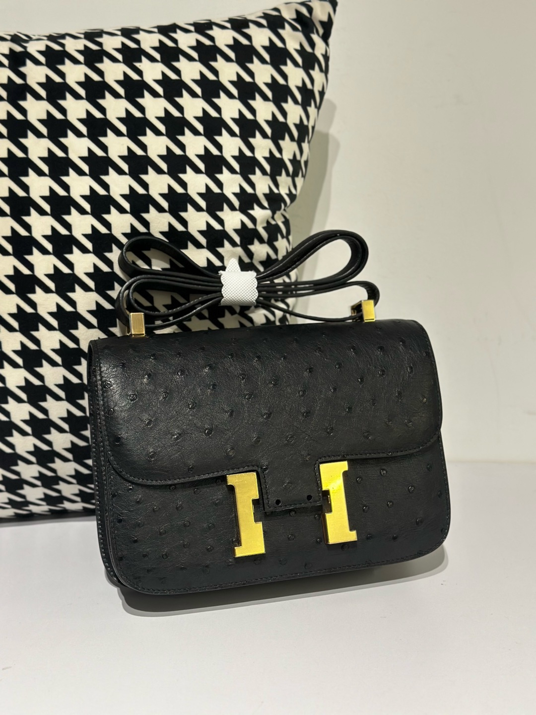 Ostrich Leather 23cm Flap Shoulder Bag Collection WOB119 photo 2