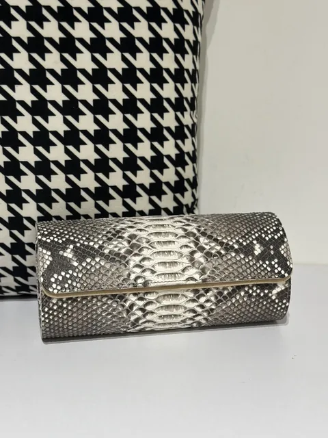 Python Leather 22cm Natural Pattern Silver Hardware Watch Box WPA001
