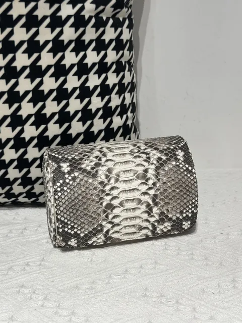 Python Leather 15cm Natural Pattern Silver Hardware Watch Box WPA002