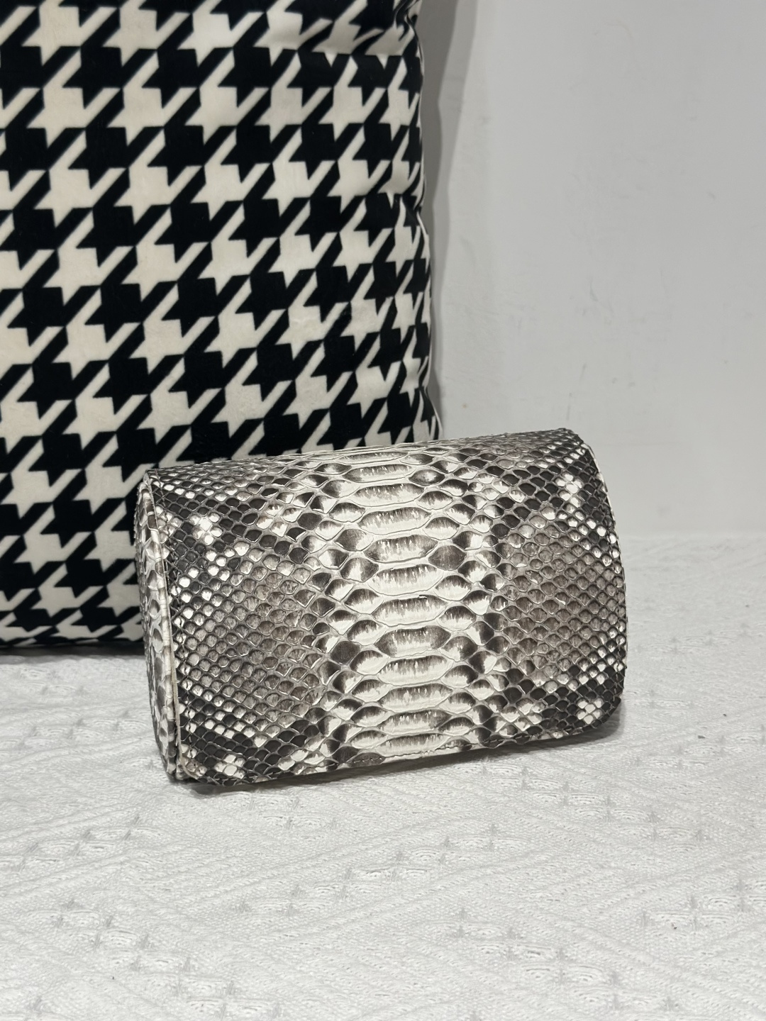 Python Leather 15cm Natural Pattern Silver Hardware Watch Box WPA002