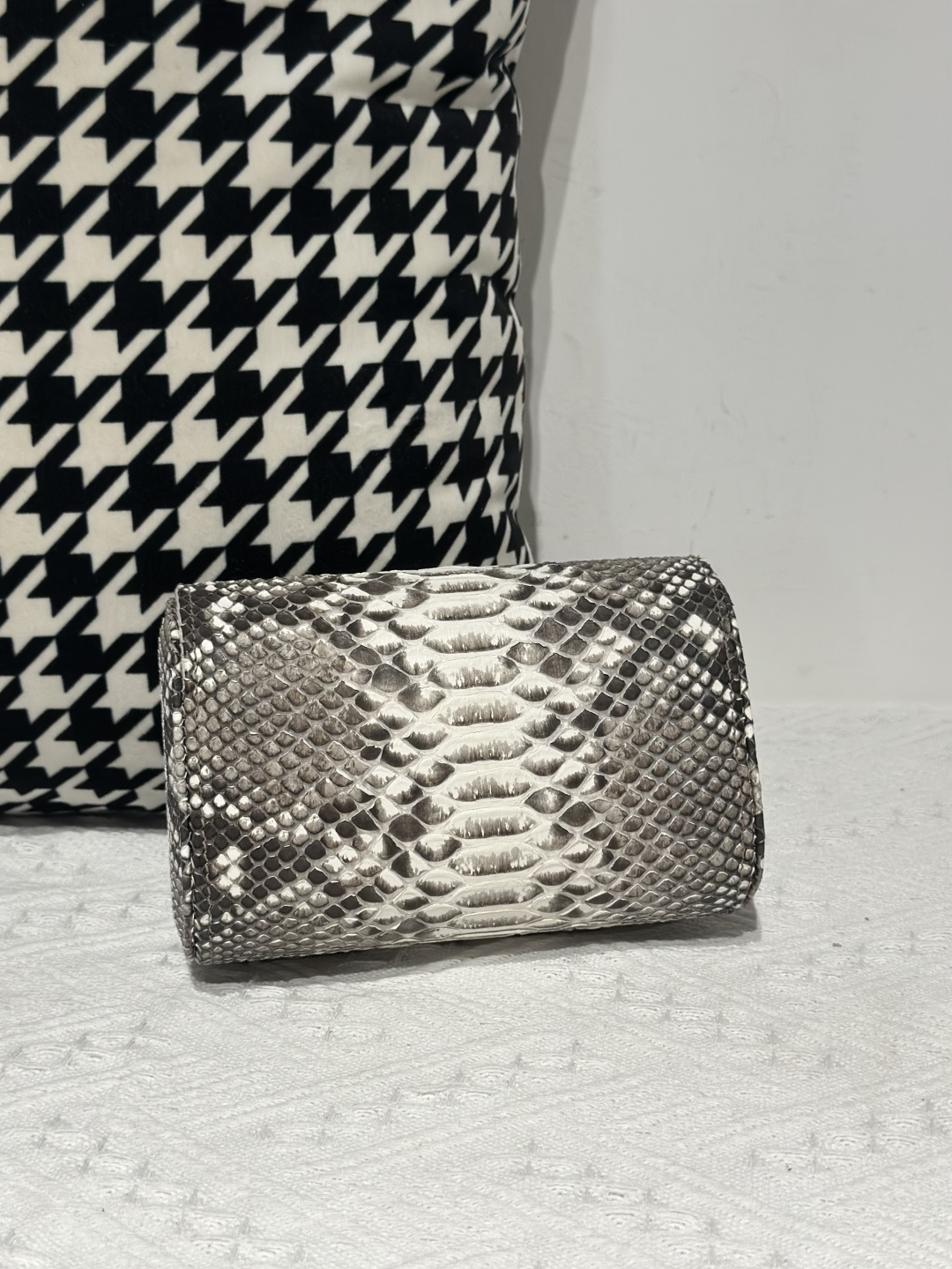 Python Leather 15cm Natural Pattern Silver Hardware Watch Box WPA002 photo 2