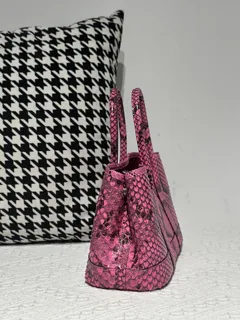 Python Leather 23cm Natural Pattern Silver Hardware Garden Tote Bag WPB005 image 5
