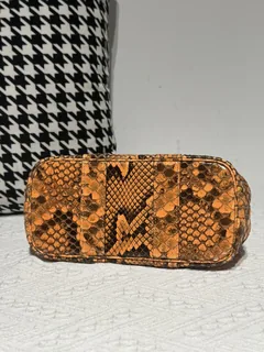 Python Leather Orange 23cm Natural Pattern Silver Hardware Garden Tote Bag WPB006 image 6