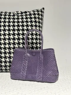 Python Leather Purple 23cm Silver Hardware Garden Tote Bag WPB008 image 1
