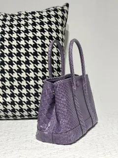 Python Leather Purple 23cm Silver Hardware Garden Tote Bag WPB008 image 4
