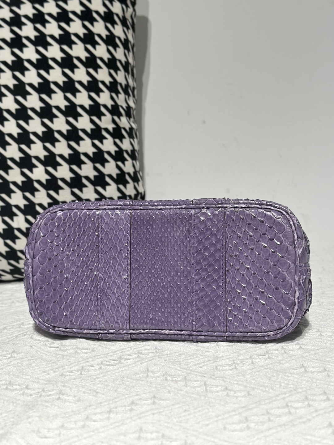 Python Leather Purple 23cm Silver Hardware Garden Tote Bag WPB008 photo 6