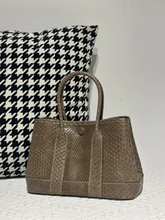 Python Leather 23cm Silver Hardware Garden Tote Bag WPB009 image 1