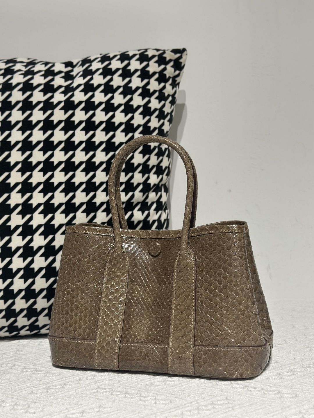 Python Leather 23cm Silver Hardware Garden Tote Bag WPB009