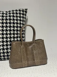 Python Leather 23cm Silver Hardware Garden Tote Bag WPB009 image 2