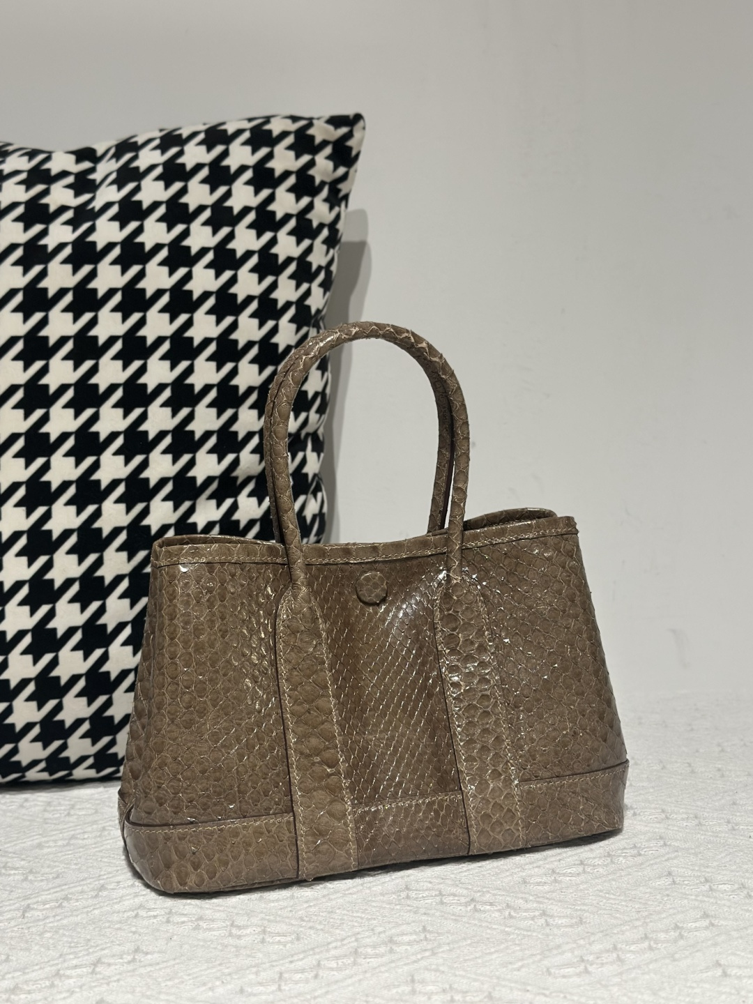 Python Leather 23cm Silver Hardware Garden Tote Bag WPB009 photo 2