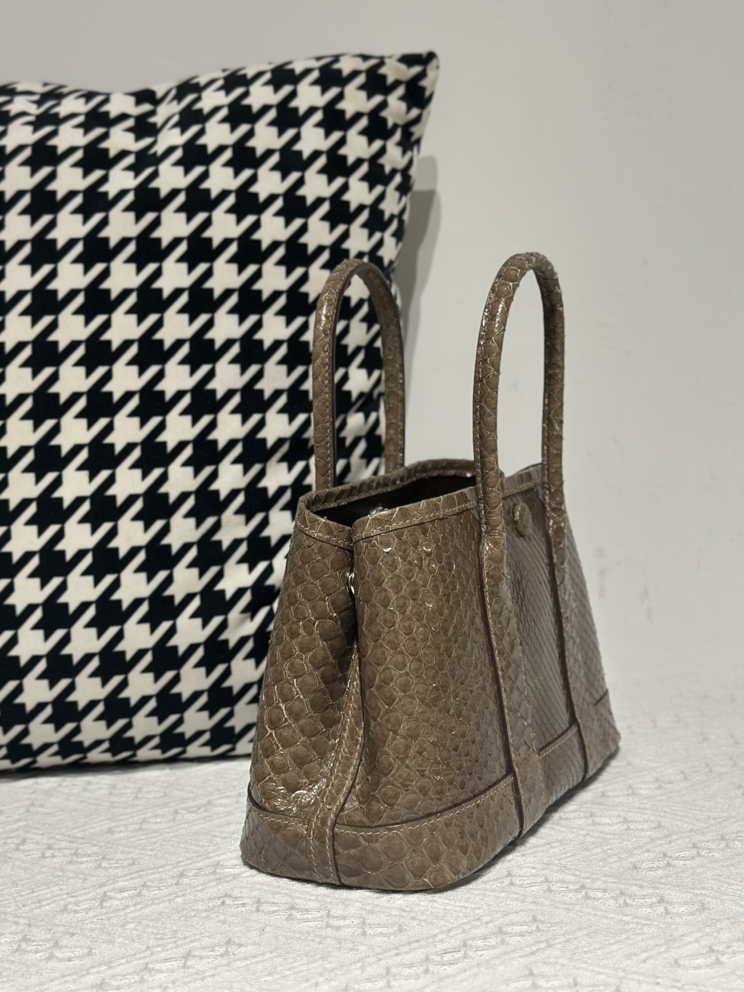 Python Leather 23cm Silver Hardware Garden Tote Bag WPB009 photo 4