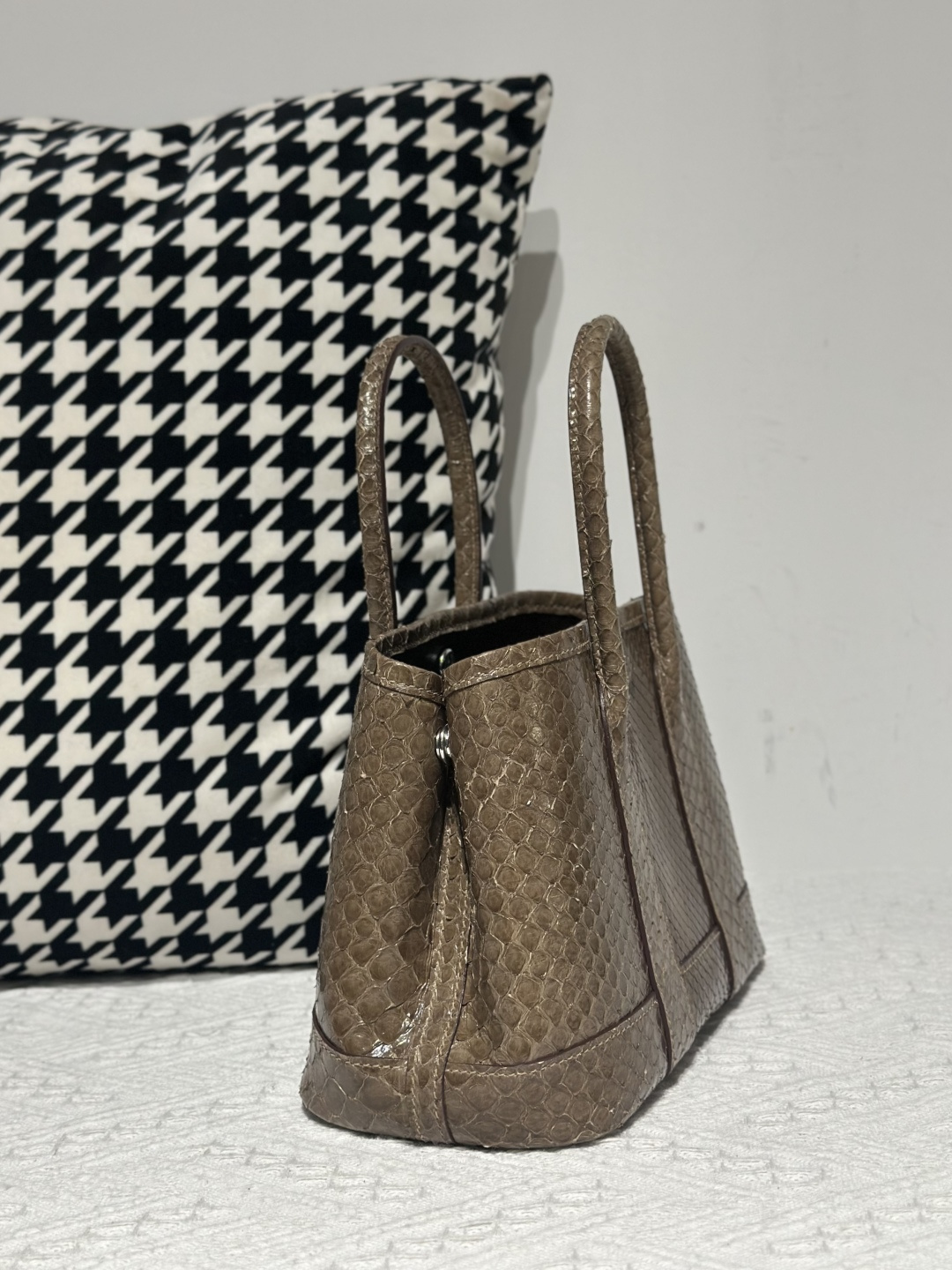 Python Leather 23cm Silver Hardware Garden Tote Bag WPB009 photo 5