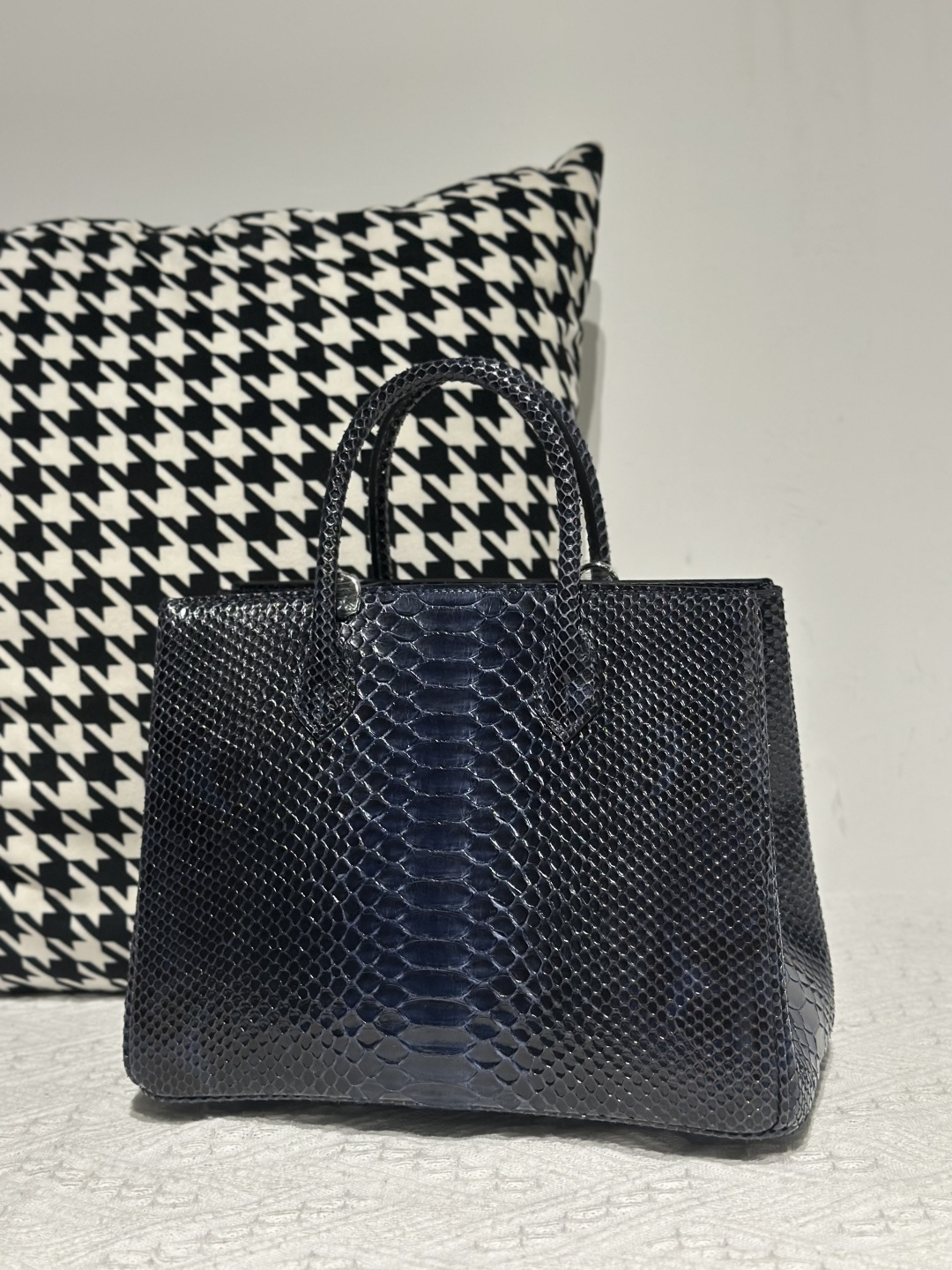 Python Leather Blue Silver Hardware Bag Collection WPB015