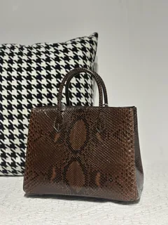 Python Leather Brown Silver Hardware Bag Collection WPB016 image 1