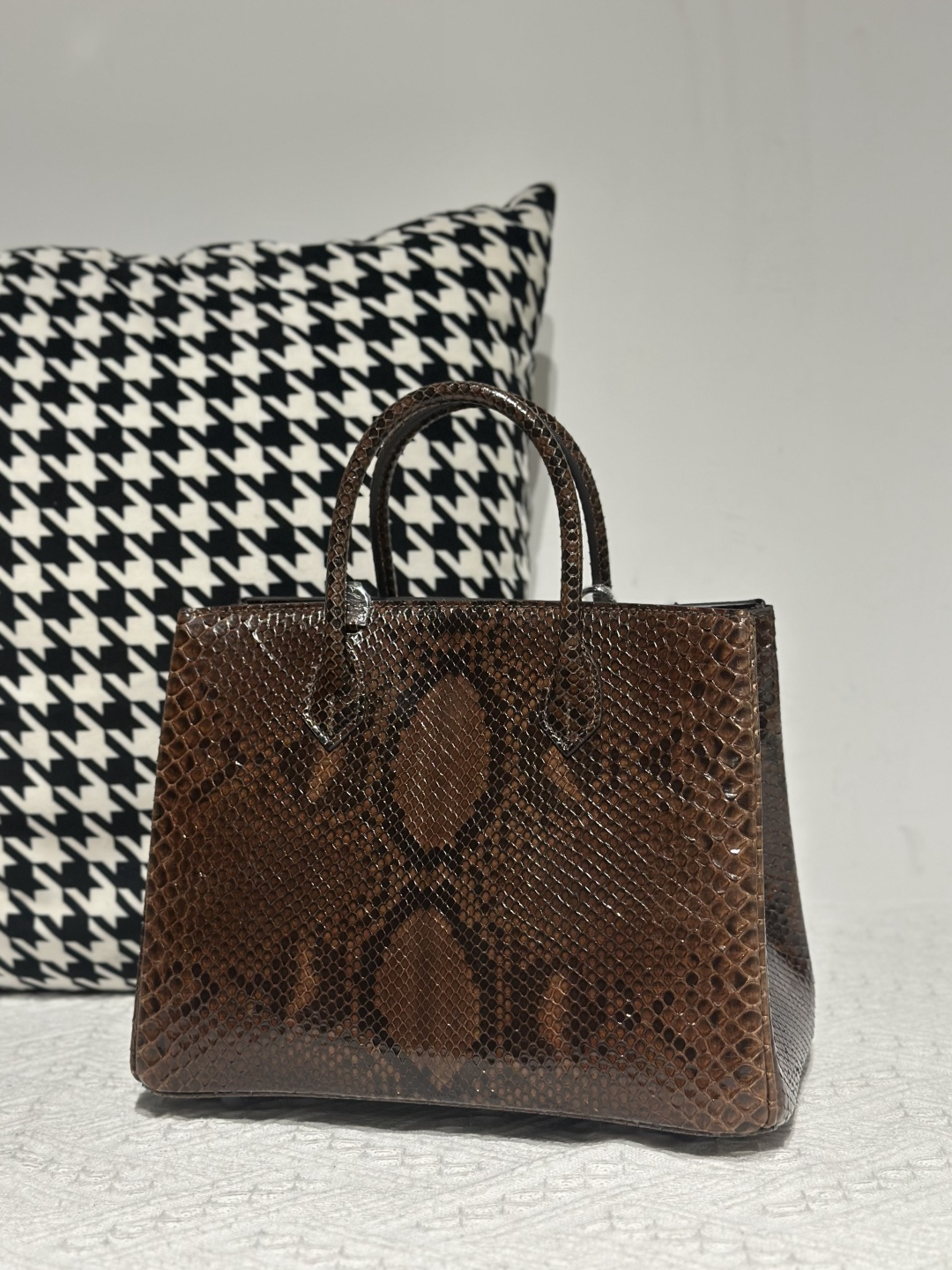 Python Leather Brown Silver Hardware Bag Collection WPB016