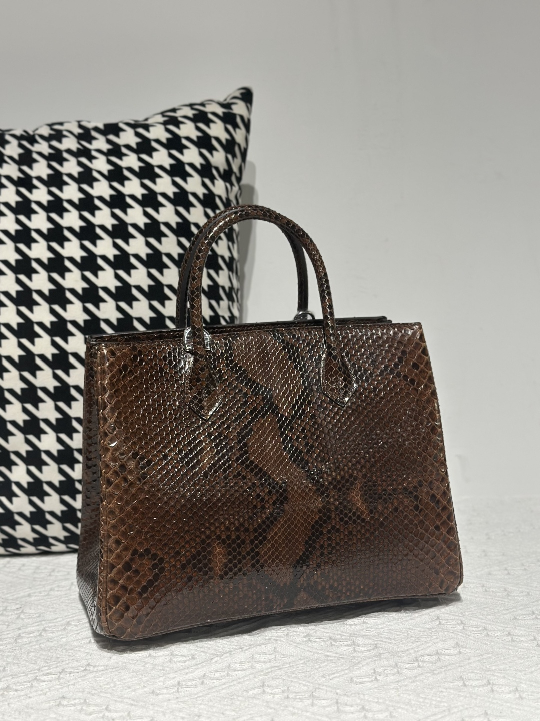 Python Leather Brown Silver Hardware Bag Collection WPB016 photo 2