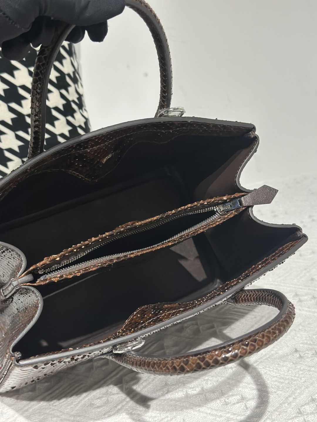 Python Leather Brown Silver Hardware Bag Collection WPB016 photo 3
