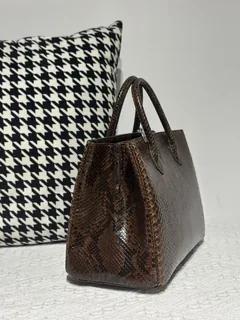 Python Leather Brown Silver Hardware Bag Collection WPB016 image 4