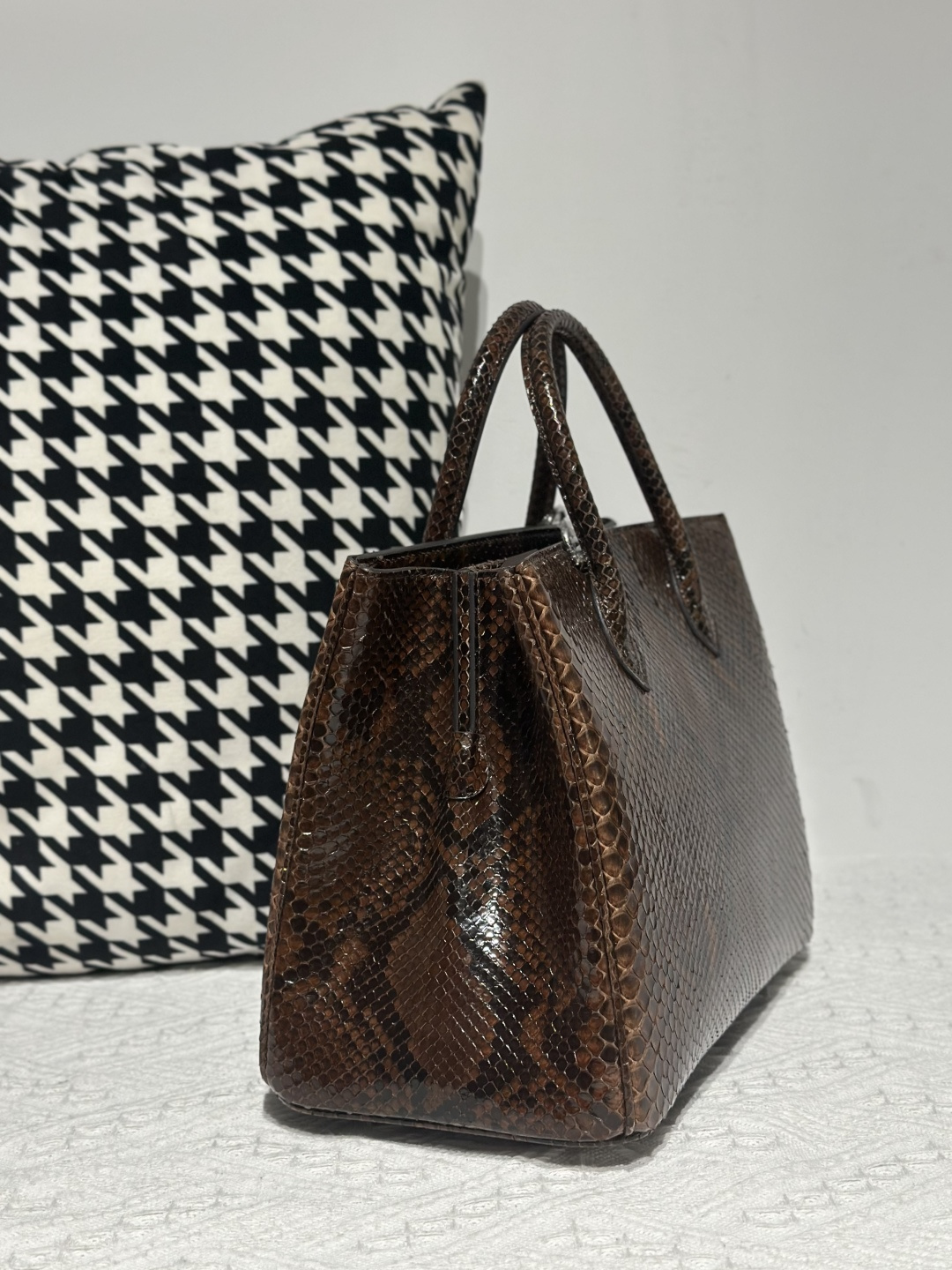 Python Leather Brown Silver Hardware Bag Collection WPB016 photo 4