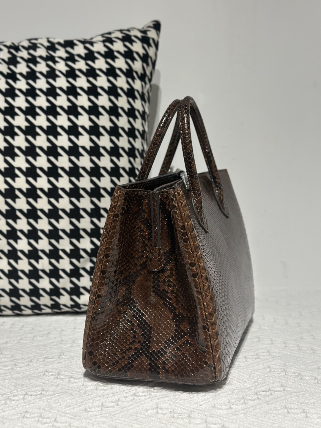Python Leather Brown Silver Hardware Bag Collection WPB016 photo 5