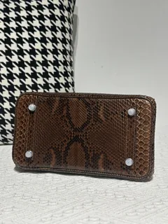 Python Leather Brown Silver Hardware Bag Collection WPB016 image 6