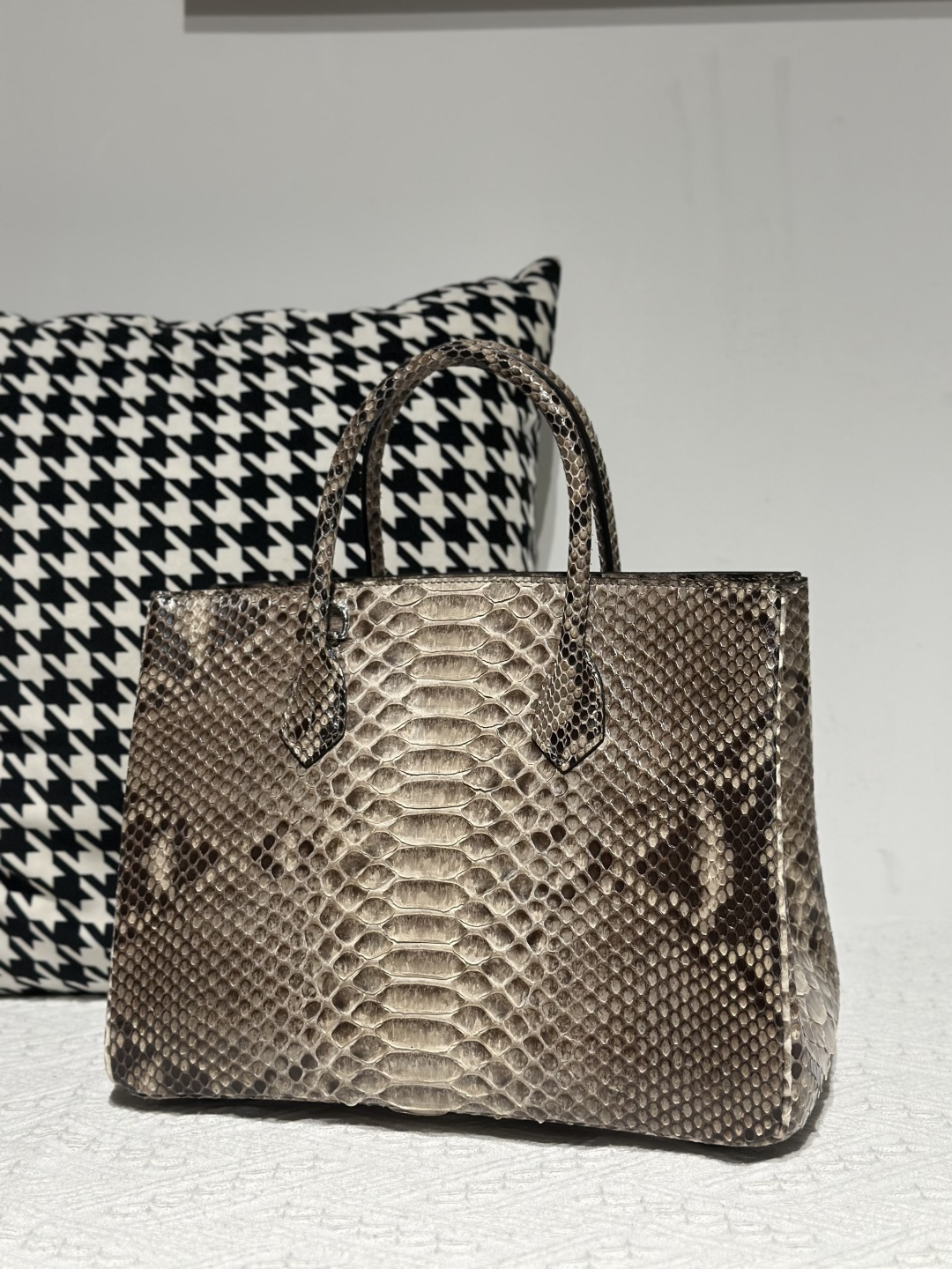 Python Leather Brown Natural Pattern Silver Hardware Bag Collection WPB018