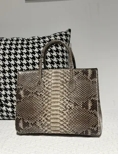 Python Leather Brown Natural Pattern Silver Hardware Bag Collection WPB018 image 2