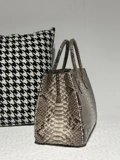 Python Leather Brown Natural Pattern Silver Hardware Bag Collection WPB018 image 4