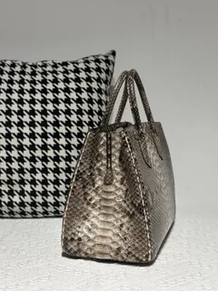Python Leather Brown Natural Pattern Silver Hardware Bag Collection WPB018 image 5