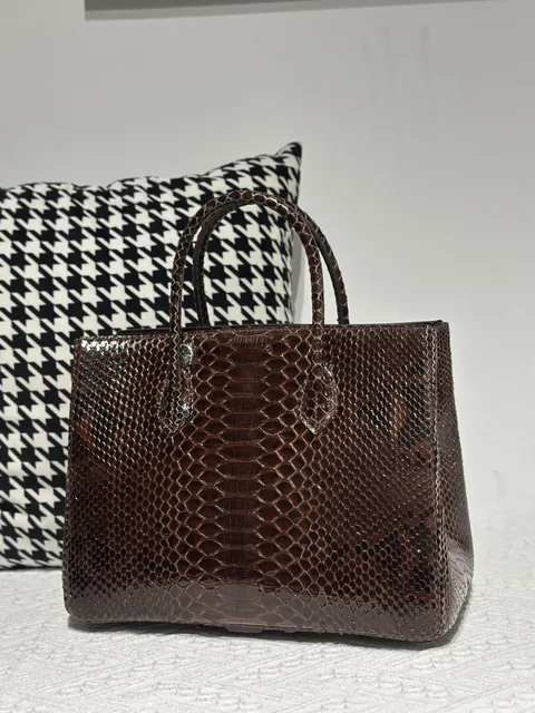 Python Leather Brown Silver Hardware Bag Collection WPB019