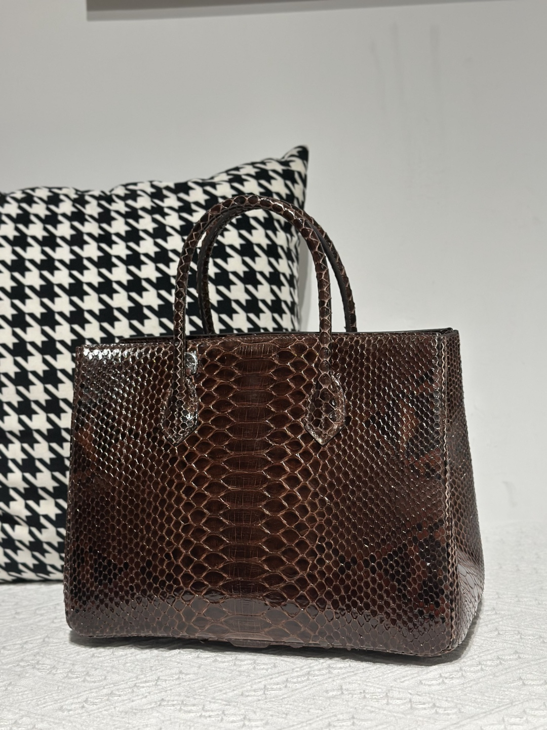 Python Leather Brown Silver Hardware Bag Collection WPB019
