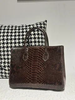 Python Leather Brown Silver Hardware Bag Collection WPB019 image 2