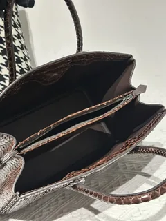Python Leather Brown Silver Hardware Bag Collection WPB019 image 3