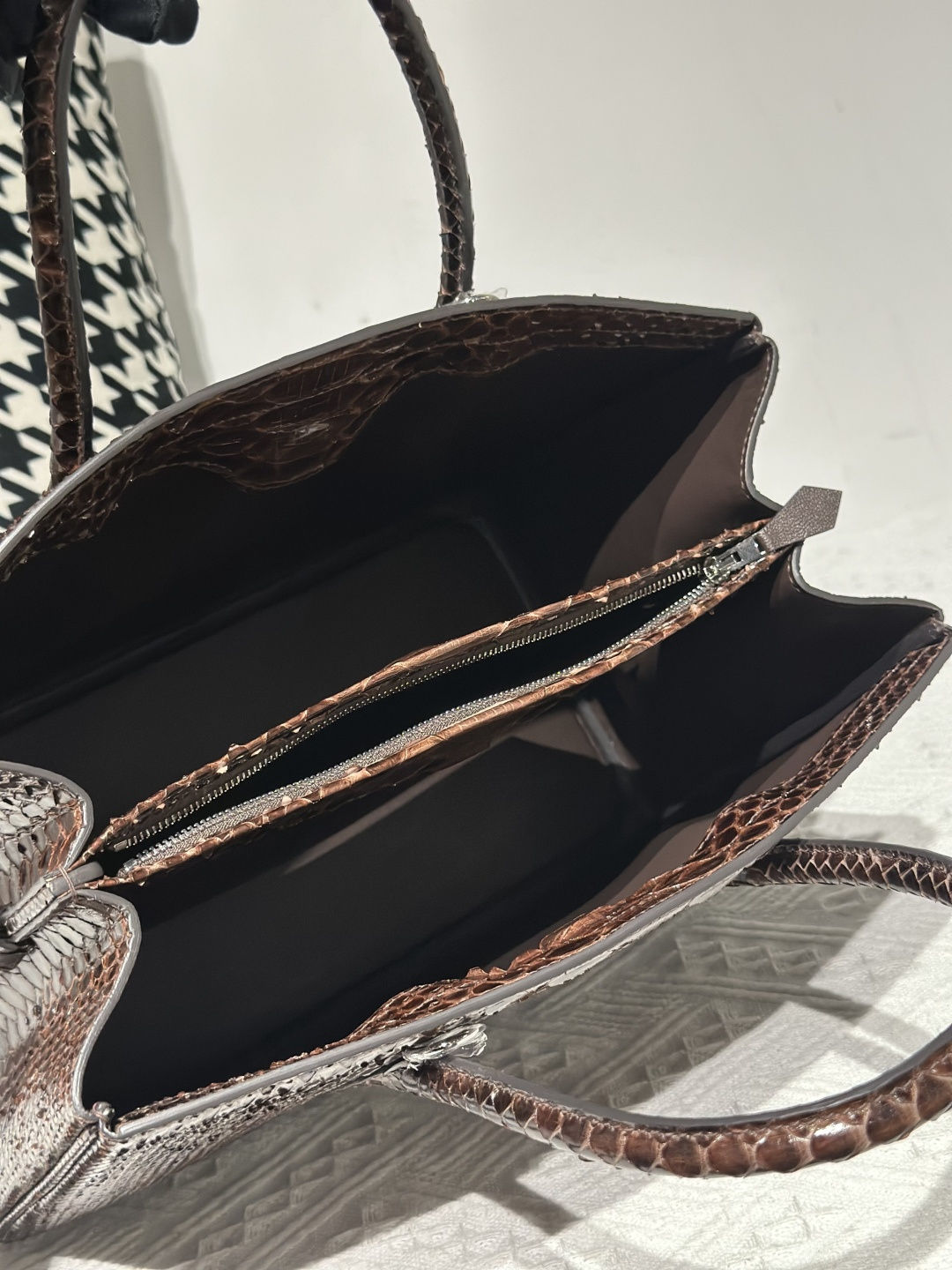 Python Leather Brown Silver Hardware Bag Collection WPB019 photo 3