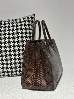 Python Leather Brown Silver Hardware Bag Collection WPB019 image 4