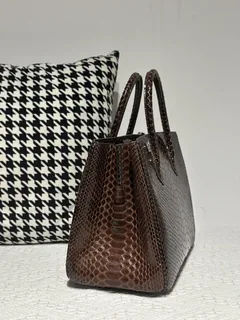 Python Leather Brown Silver Hardware Bag Collection WPB019 image 5