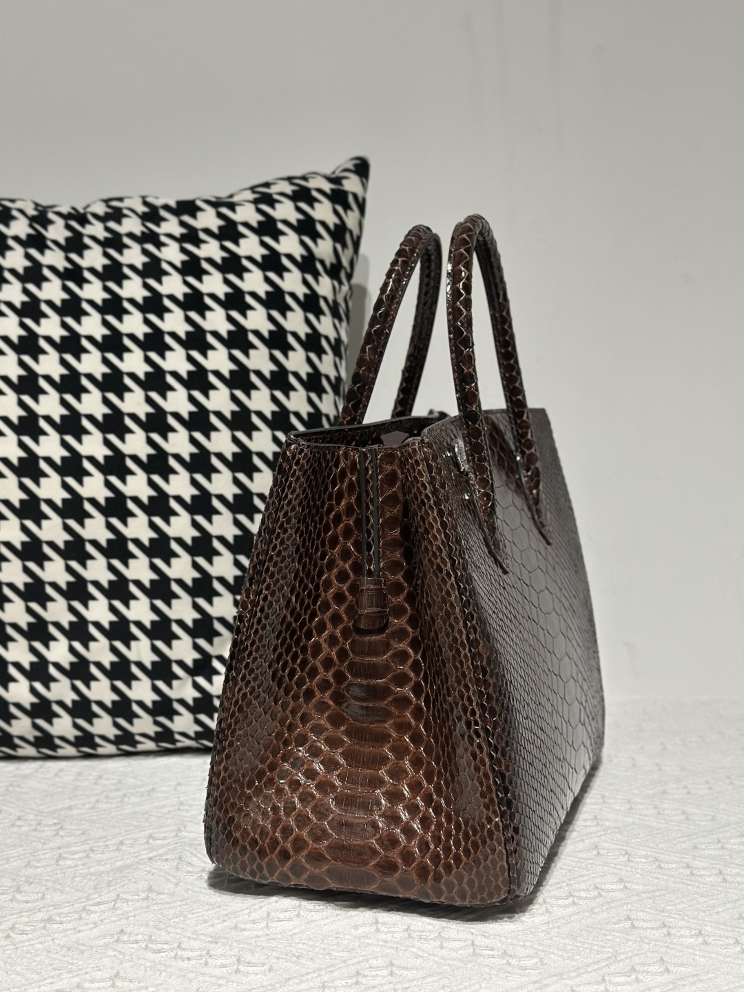 Python Leather Brown Silver Hardware Bag Collection WPB019 photo 5