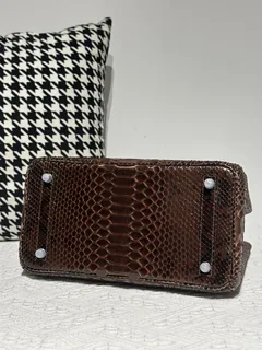 Python Leather Brown Silver Hardware Bag Collection WPB019 image 6