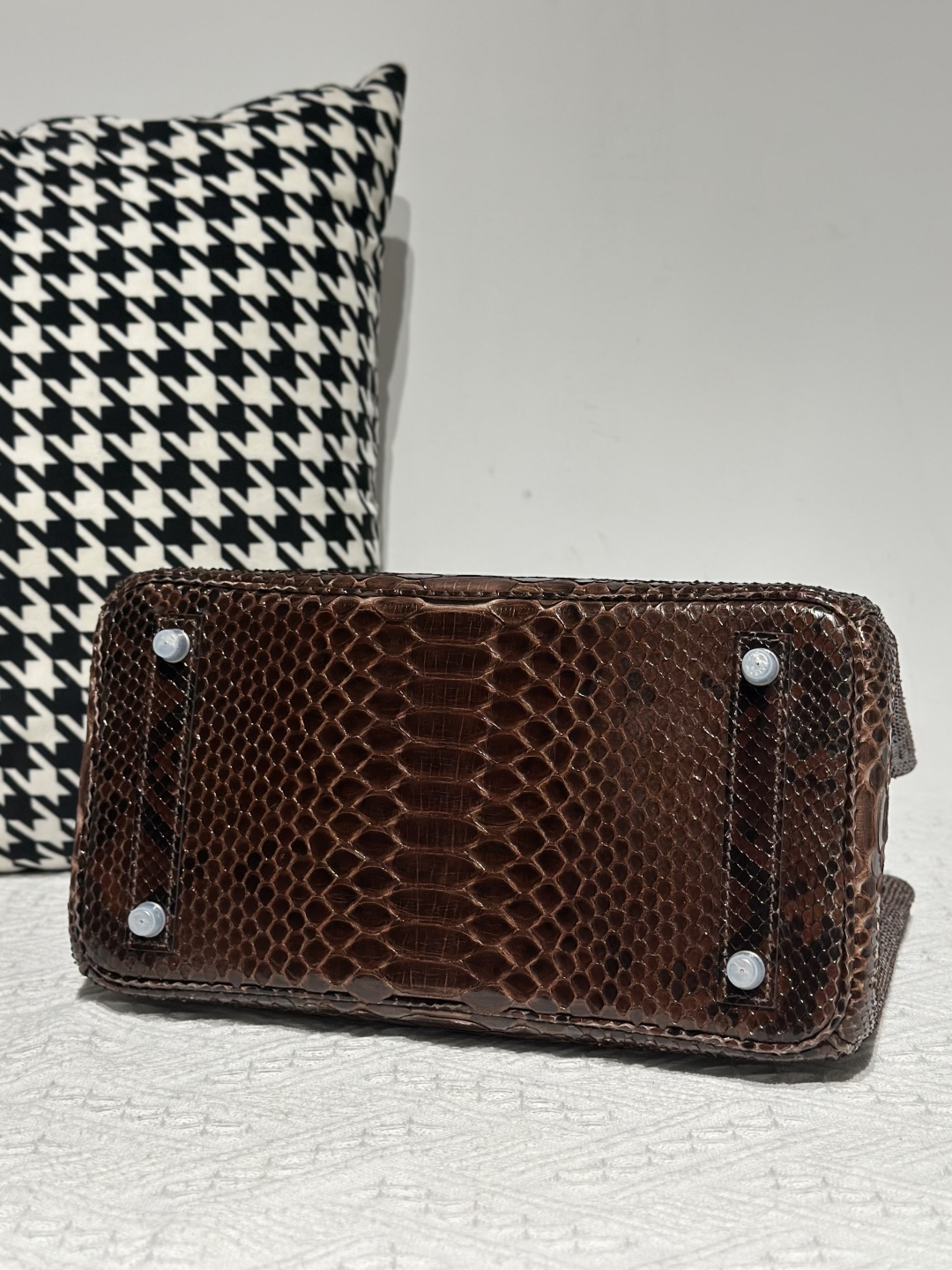 Python Leather Brown Silver Hardware Bag Collection WPB019 photo 6
