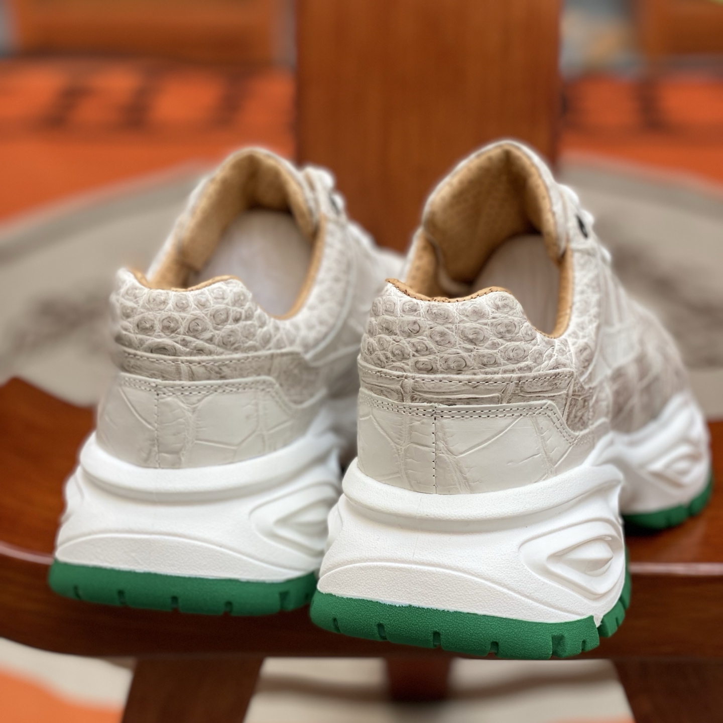 Crocodile Leather Himalayan Belly Cut Water-Dyed Running Shoes FCS006 photo 6