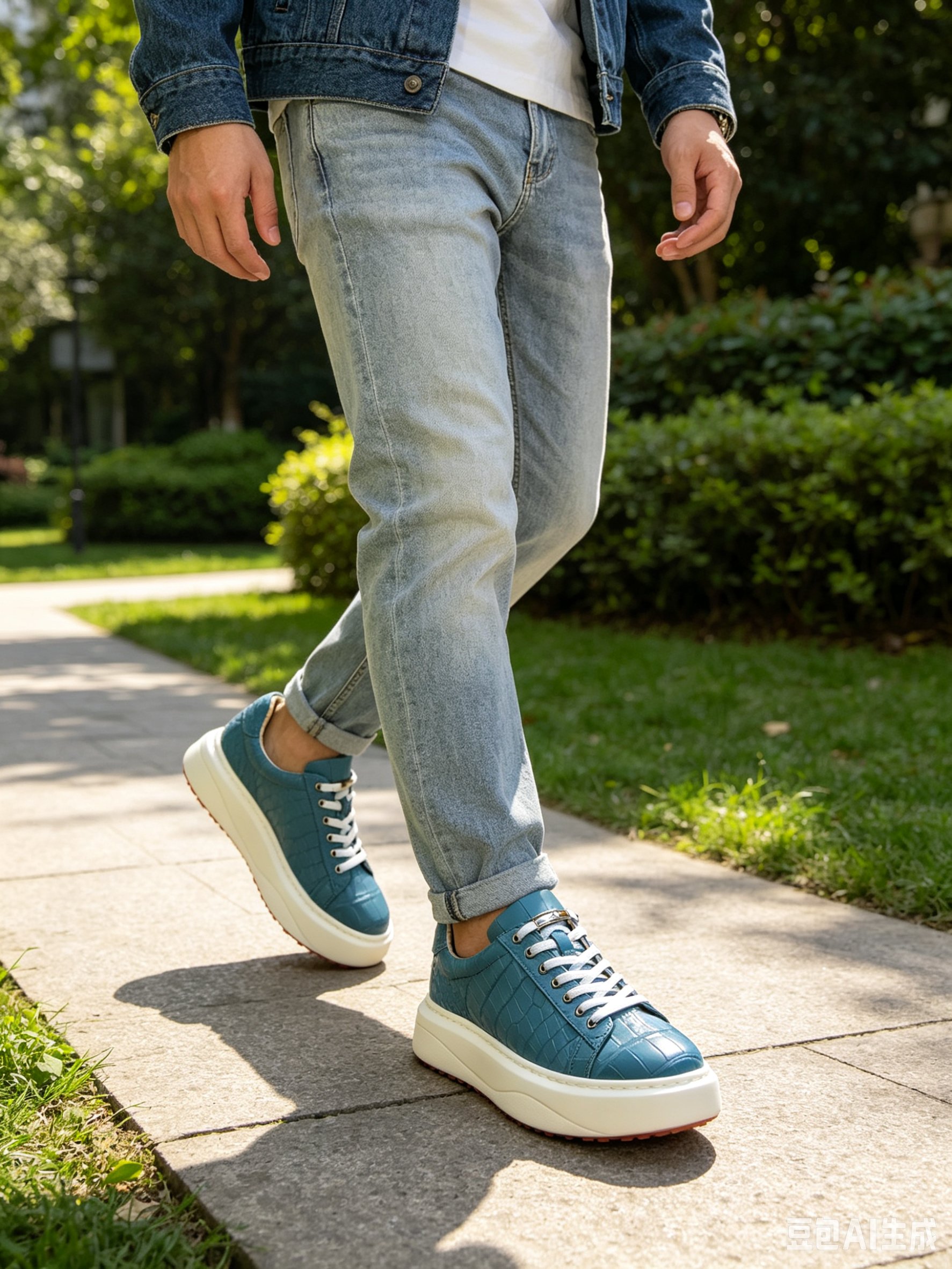 Crocodile Leather Matte Water-Dyed Low-Top Sneakers FCS009 image 2
